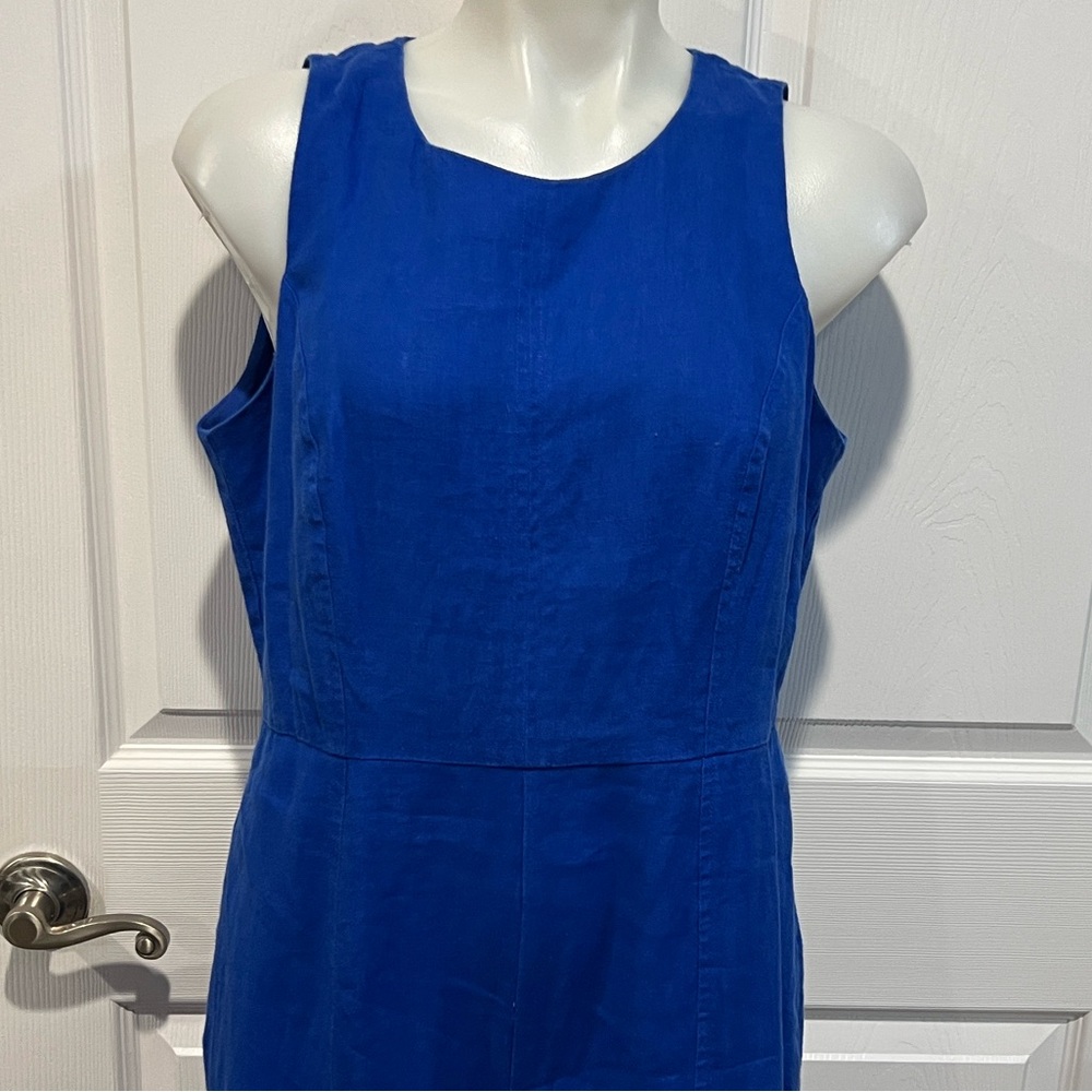 Boden royal blue Carla linen wide leg sleeveless jumpsuit size 10P - Picture 4 of 9